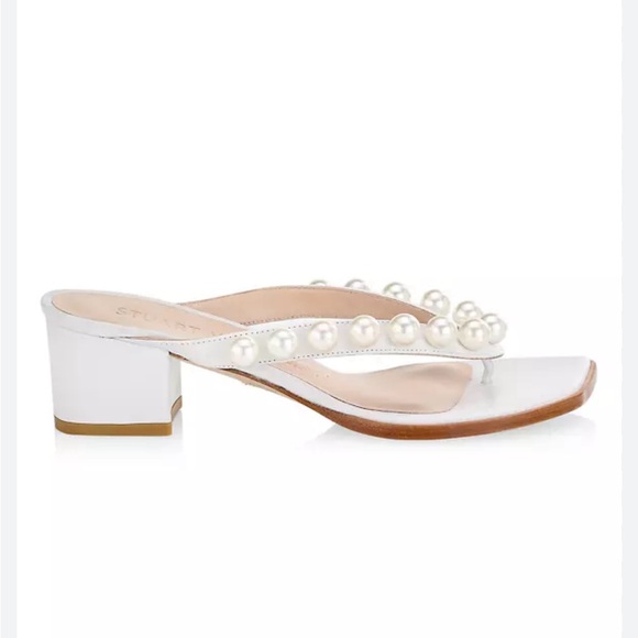 Women's Goldie Embellished Pearl Block Heel Thong Sandals - white - Picture 1 of 2